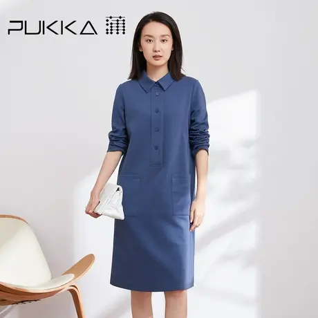 蒲PUKKA 针织连衣裙女春季新款原创设计感大口袋运动休闲裙商品大图