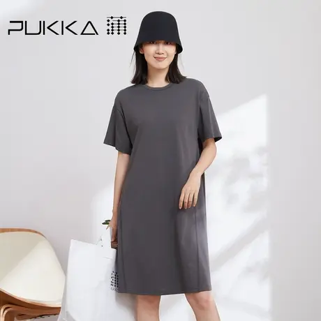 Pukka蒲牌2022春季新款针织棉宽松运动休闲圆领短袖温柔风裙子商品大图