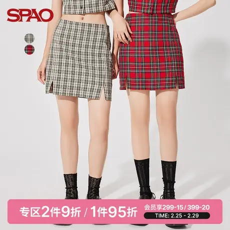 SPAO女士半身裙夏季新款包臀H版型格子短裙SPWHC25S21图片