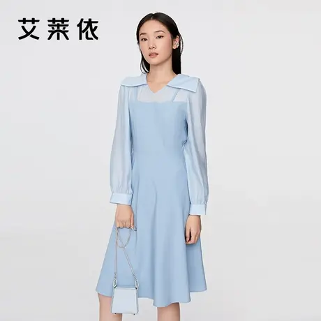 艾莱依商场同款连衣裙2022新款女士拼接假两件流行设计感小众裙子图片