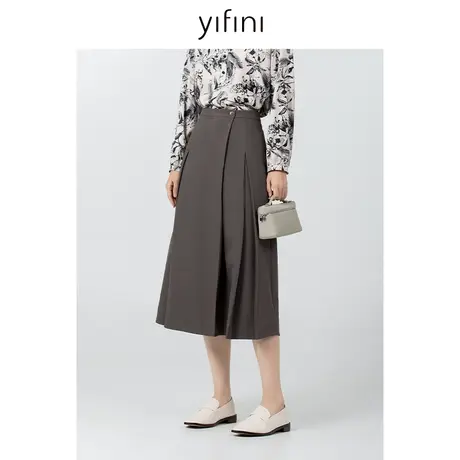 Yifini/易菲高级感百搭垂感中长款半身裙女2023秋季新款时尚半裙图片