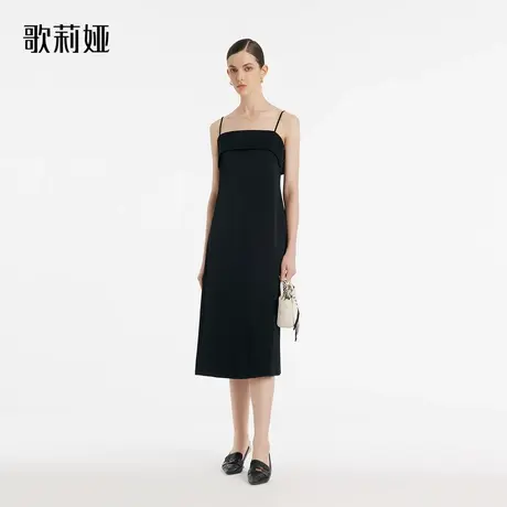 歌莉娅吊带连衣裙女春季新款今年流行三醋酸气质小黑裙1C3L4K790图片