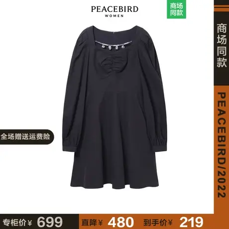【商场同款】太平鸟2022春季新款泡泡袖连衣裙A6FAA4A90图片